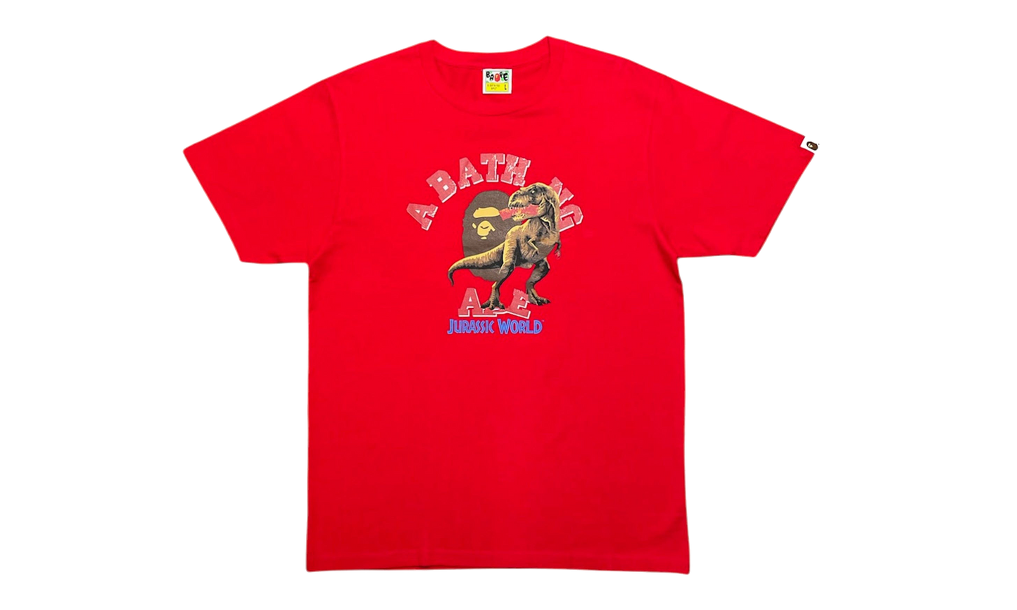 BAPE Jurassic World Raptor College Logo Short Sleeve T-Shirt Red Multi BJWRCSSTSR