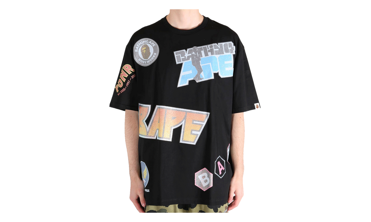 BAPE Multi Archive Motif Relaxed Fit Tee Black 1M30109005 BLK