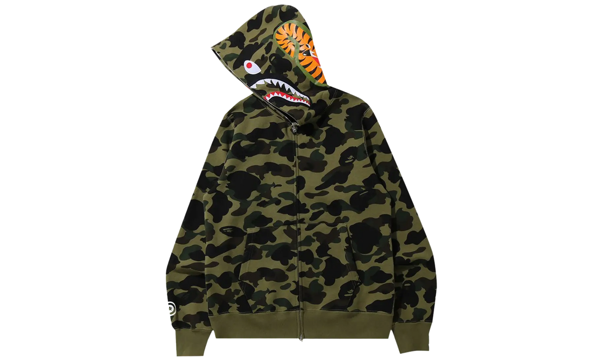 BAPE 1st Camo Shark Full Zip Hoodie Green 001ZPK301005M GRN
