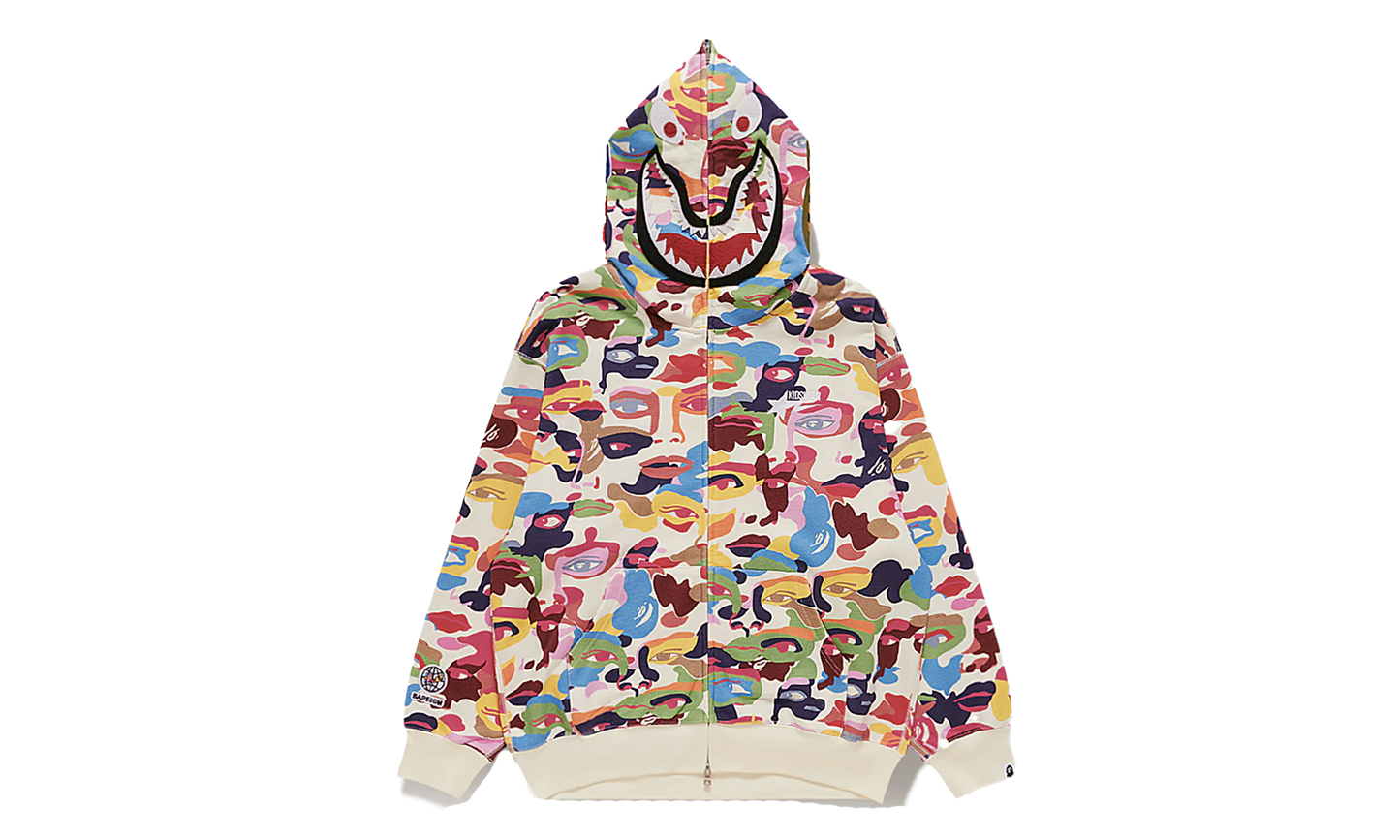 BAPE FULL ZIP HOODIE KIDSUPER CAMO SHARK - MULTI