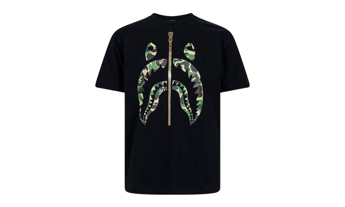 BAPE ABC Camo Gold Zip Shark Tee Black / Green TEI 801 006 BLACK GREEN