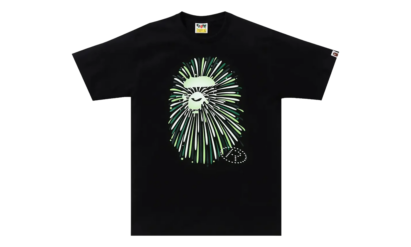 BAPE Ape Head Firework I Tee Black / Green 1K72 110 011 BLACK GREEN