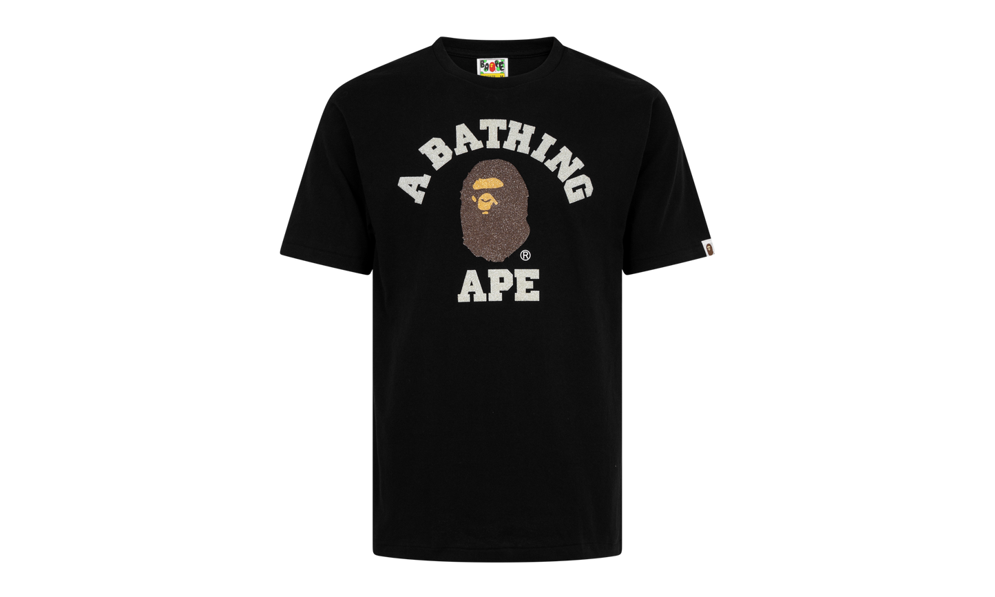 BAPE Glass Beads College Tee Black 0ZXTEM110059DBKX