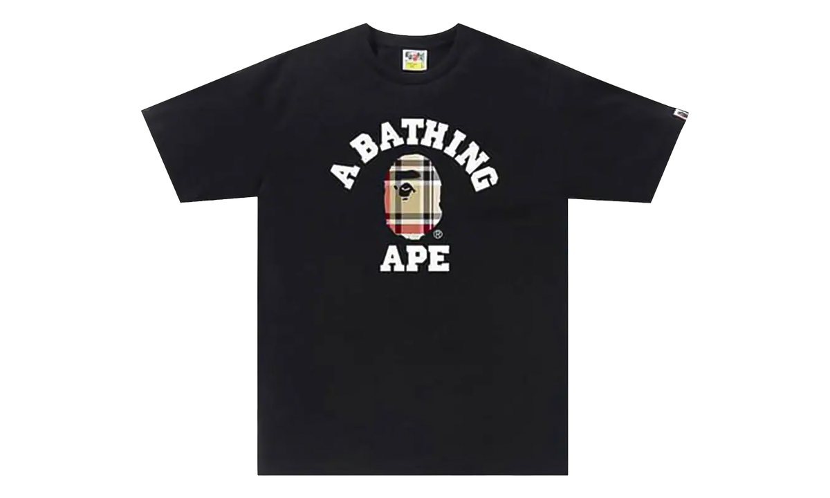 BAPE Check College Tee Black / Beige 1F80 110 035 BLACK BEIGE
