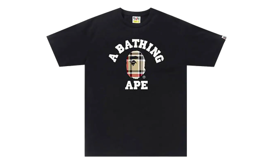 BAPE Check College Tee Black / Beige 1F80 110 035 BLACK BEIGE