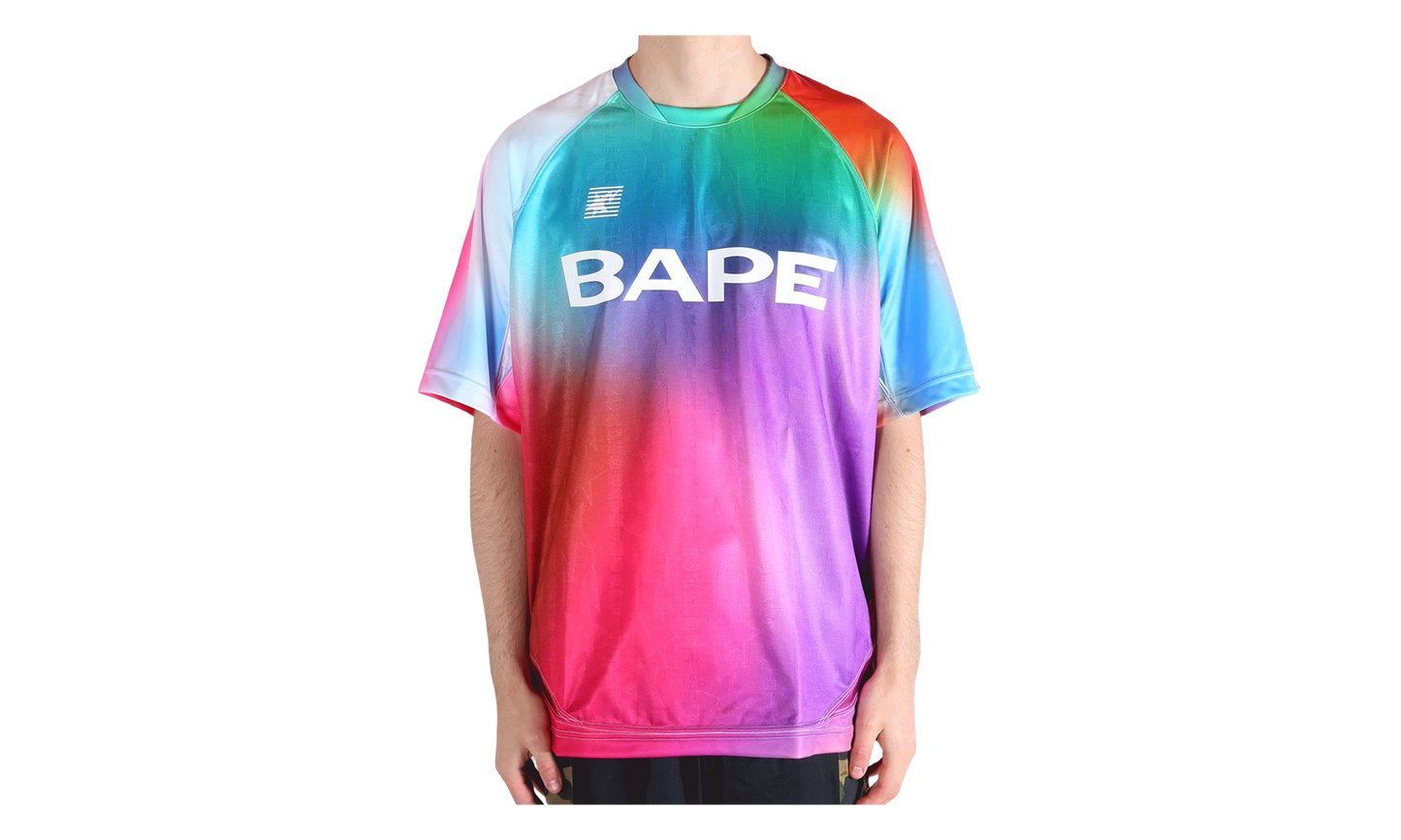 BAPE Tie Dye Sta Stripe Pattern Relaxed Fit Football Jersey Tee Multicolor 1M30109313 MUL
