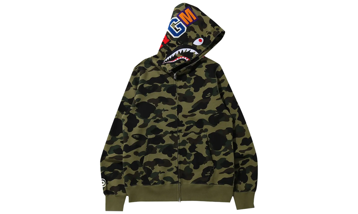 BAPE 1st Camo Shark Full Zip Hoodie Green 001ZPK301005M GRN
