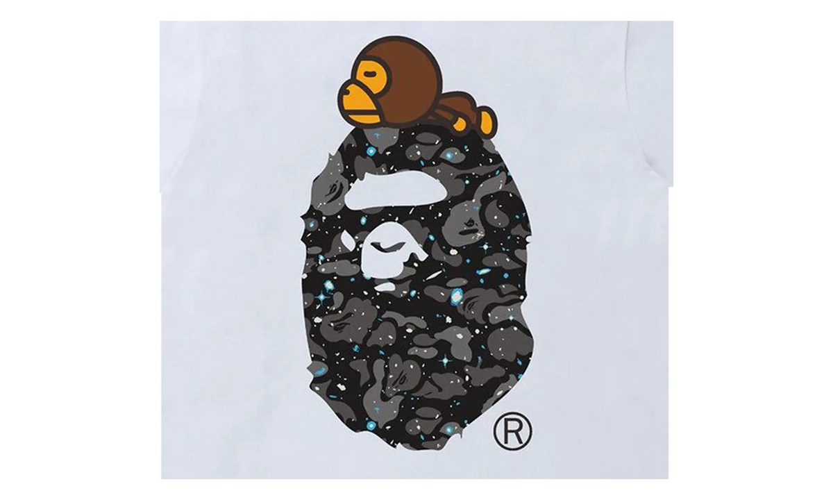 BAPE Space Camo Milo On Big Ape Tee White 2H80 110 007 WHITE