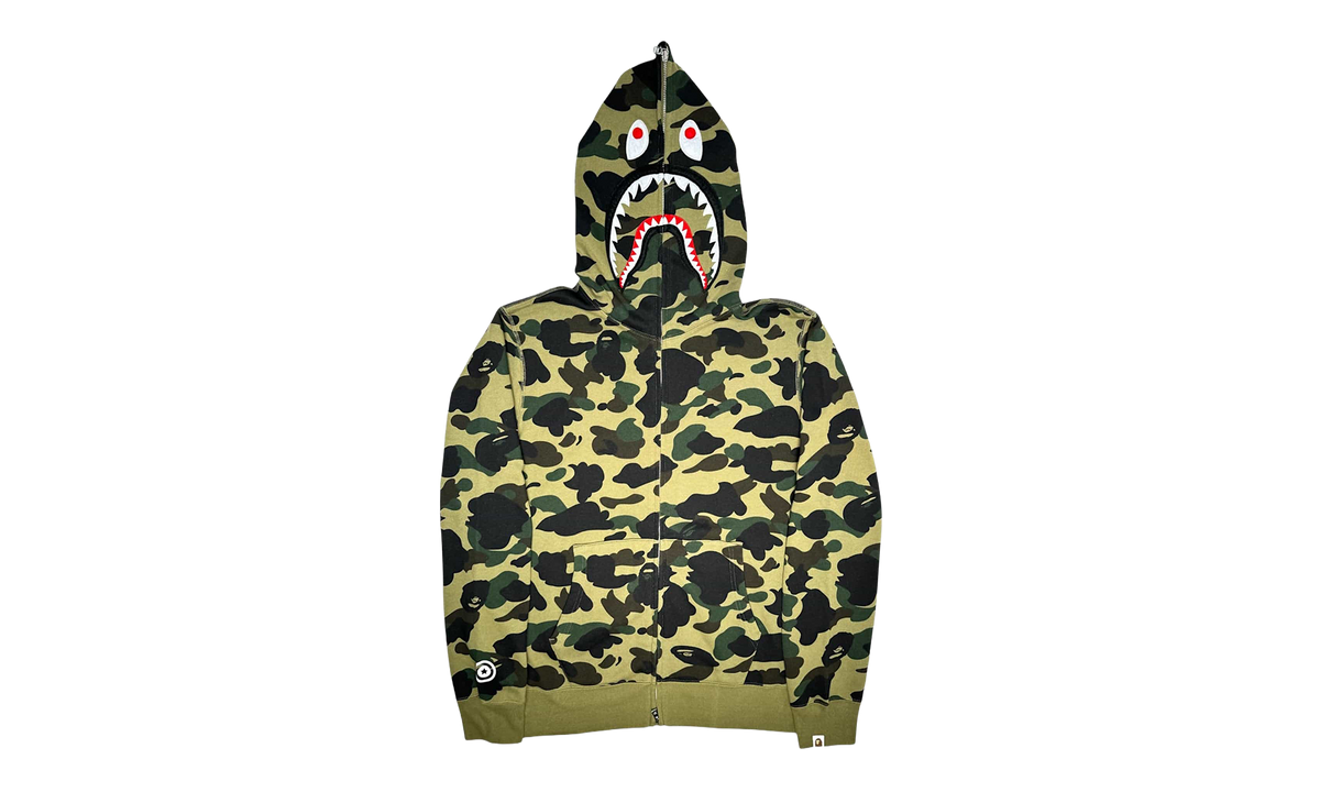 BAPE ABC Camo Shark Full Zip Up Hoodie Green 001ZPI201004M