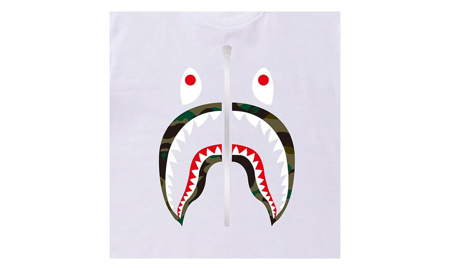 BAPE 1st Camo Shark Tee White / Green M110016D WHM