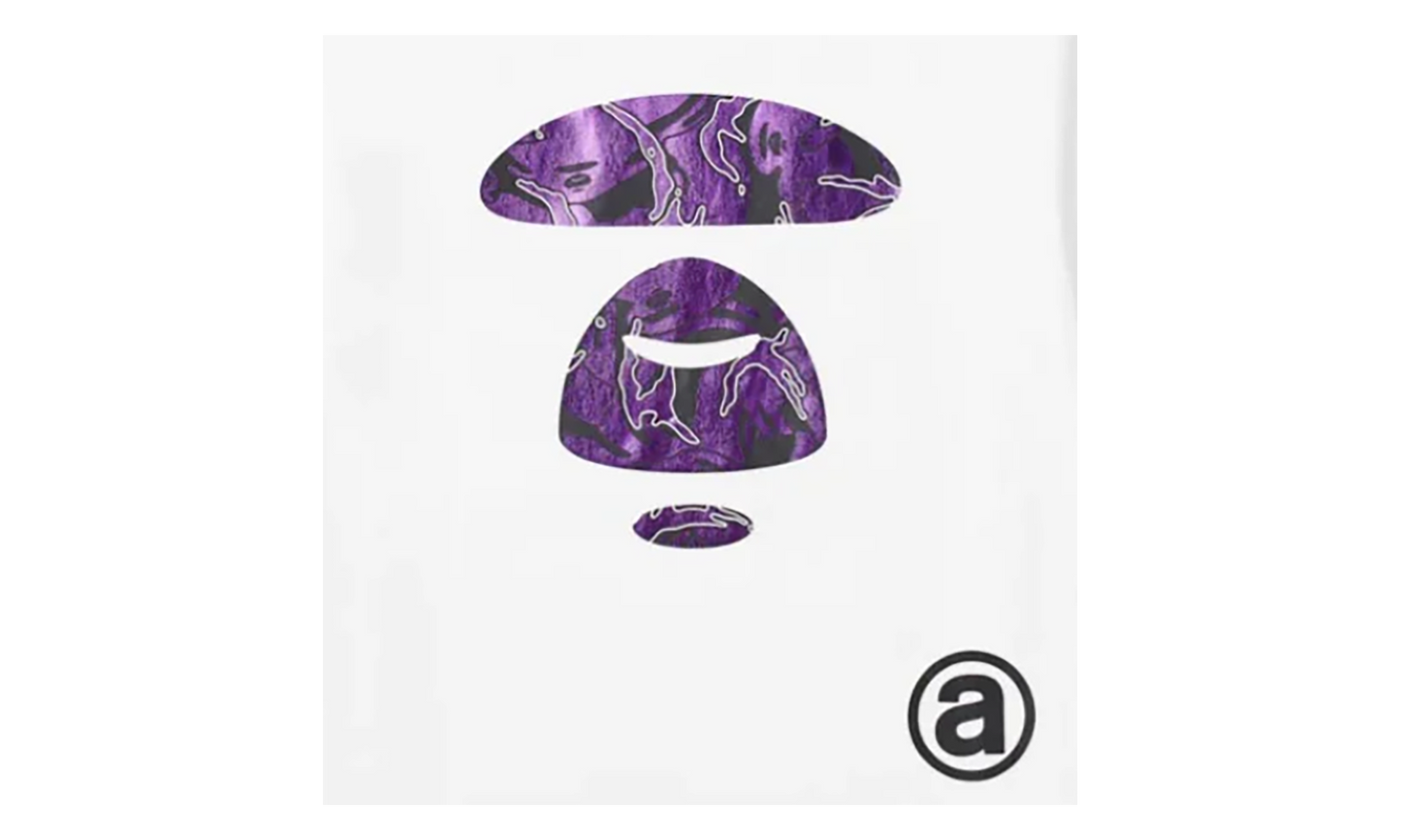 BAPE Aape Foil Moonface T-Shirt White / Purple CA5CEA57