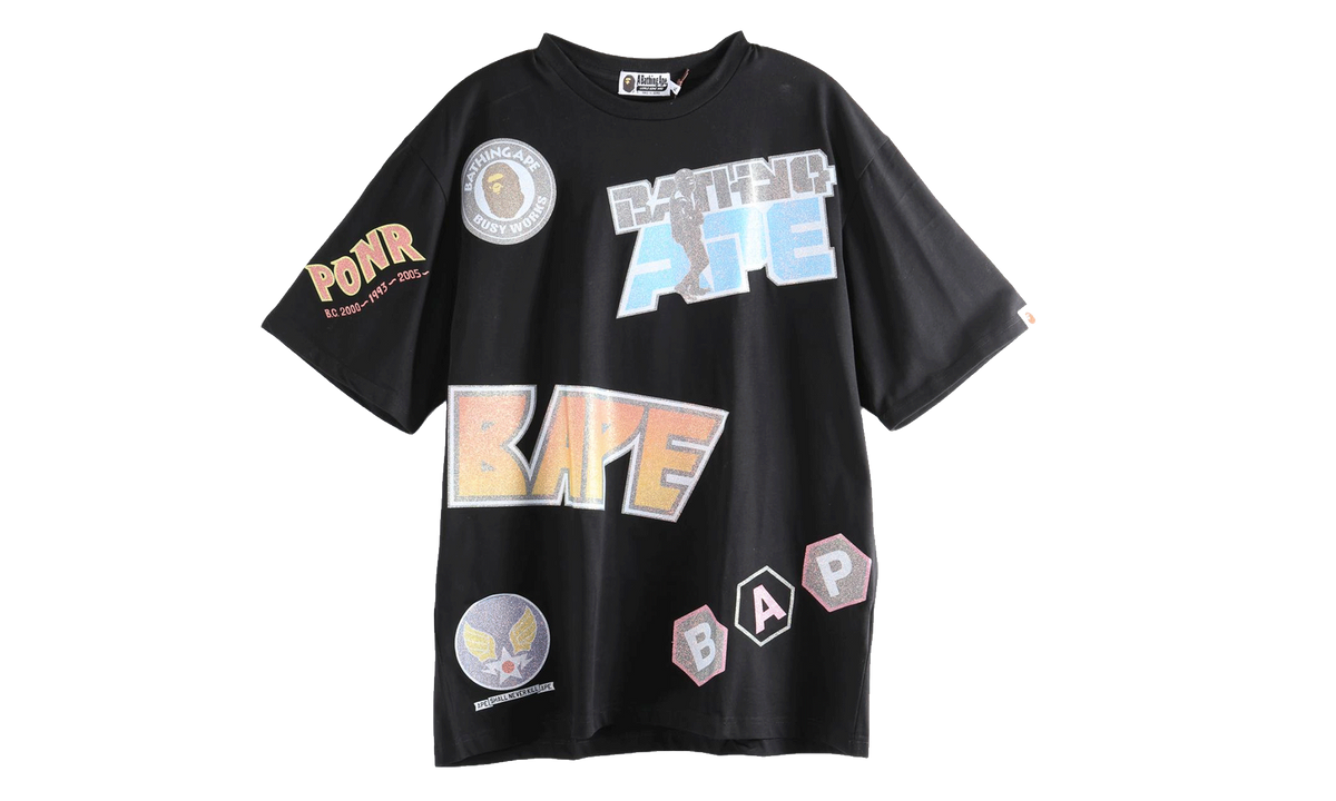 BAPE Multi Archive Motif Relaxed Fit Tee Black 1M30109005 BLK