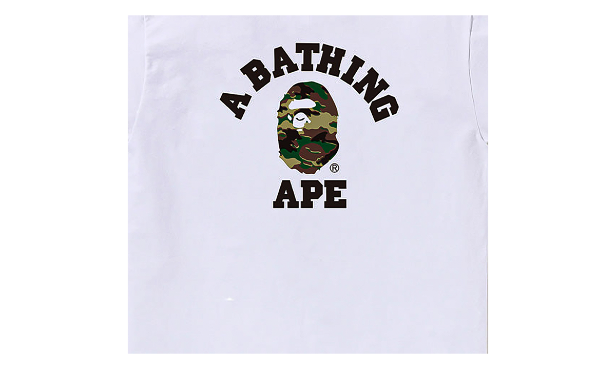 BAPE Glitch Woodland Camo College Tee White / Green Camo 0ZXTEM031101Q WHM