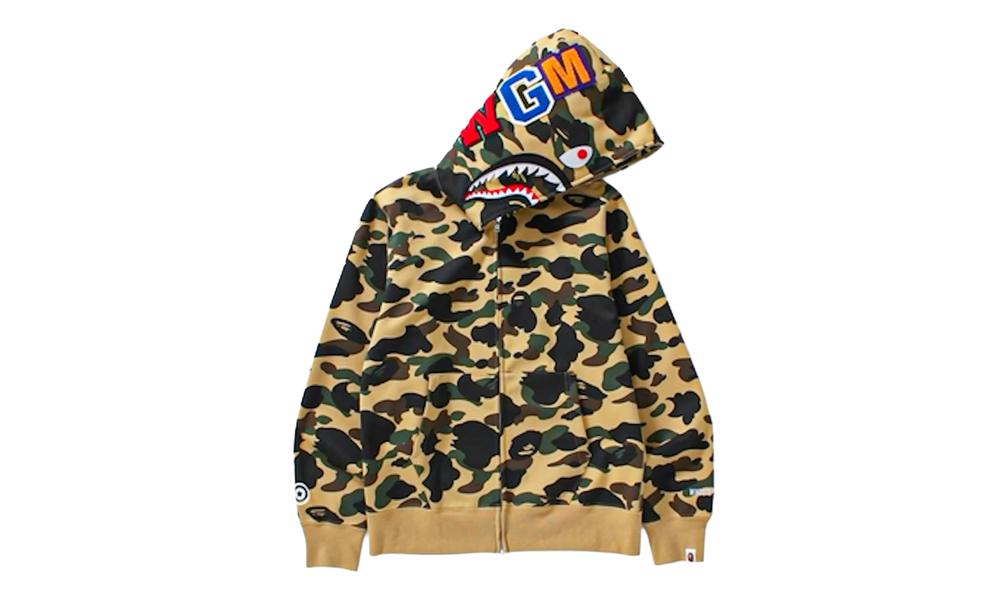 BAPE 1st Camo Windstopper Shark Full Zip Hoodie Yellow B1CSFZHSY