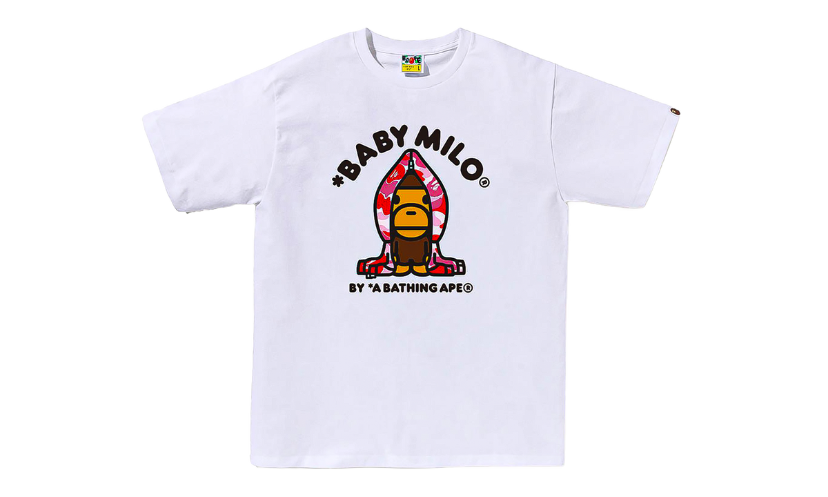 BAPE ABC Camo Milo Hoodie SS Tee White/Pink Camo 0ZXTEMX00510Q WHT