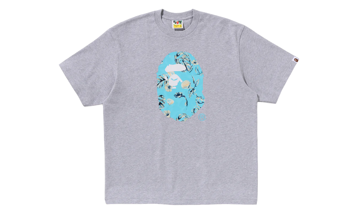 BAPE Vacation Pattern Ape Head Relaxed Fit Tee Grey 1L30 110 335 GREY