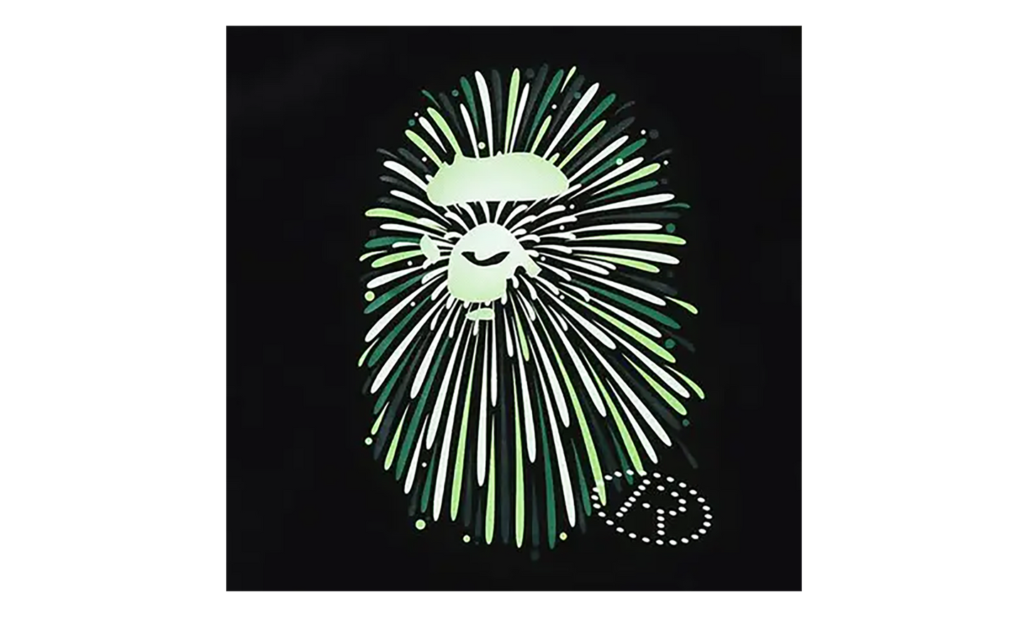 BAPE Ape Head Firework I Tee Black / Green 1K72 110 011 BLACK GREEN