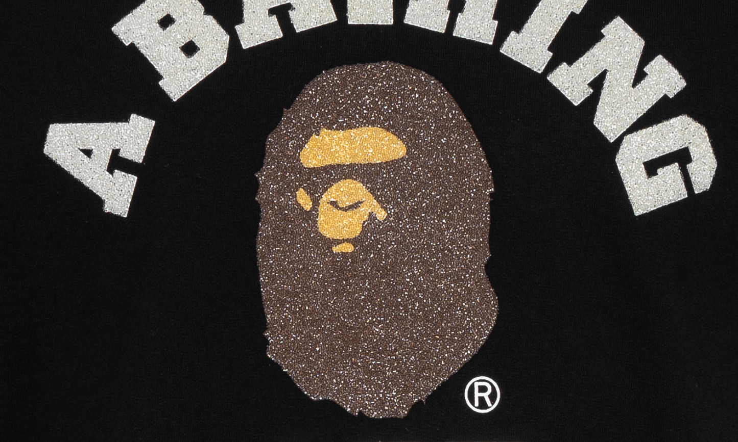 BAPE Glass Beads College Tee Black 0ZXTEM110059DBKX