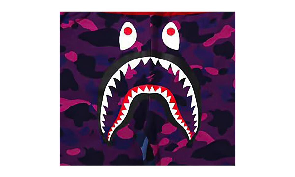 BAPE Crazy Camo Shark Sweat Shorts Purple 1I20 153 003 PURPLE