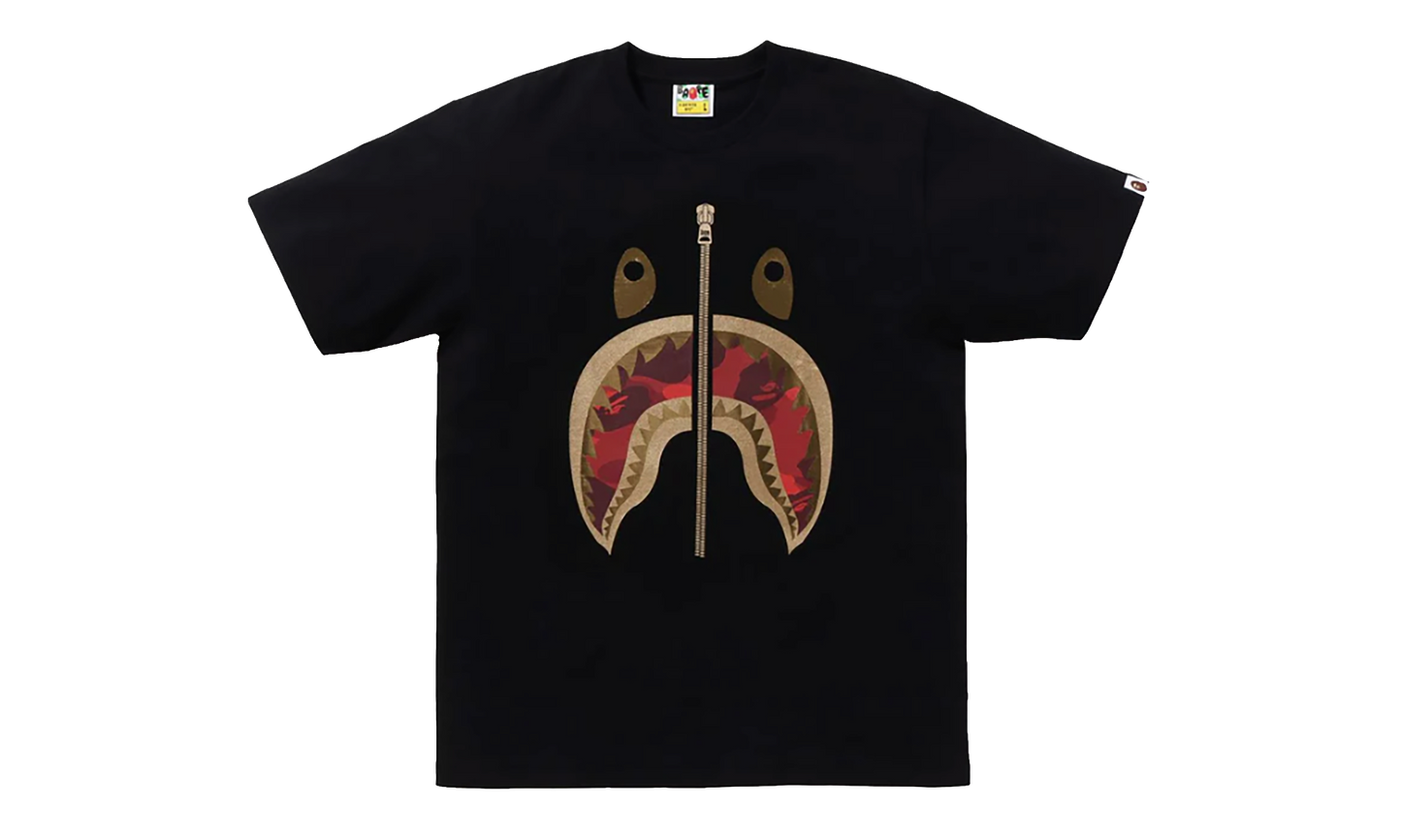 BAPE Color Camo Shark tee Black / Red 1K30 310 066 BKXRD
