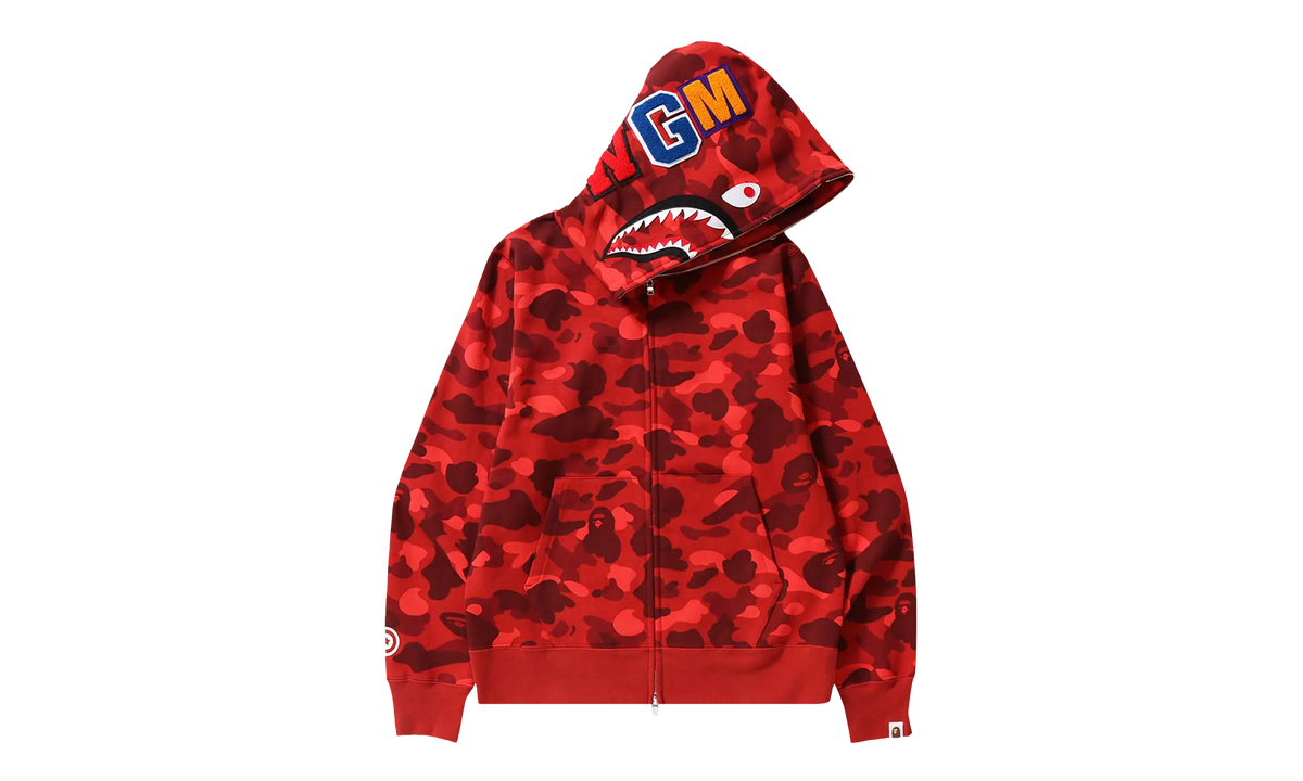 BAPE Color Camo Shark Full Zip Hoodie Red 1H70 115 008 RED