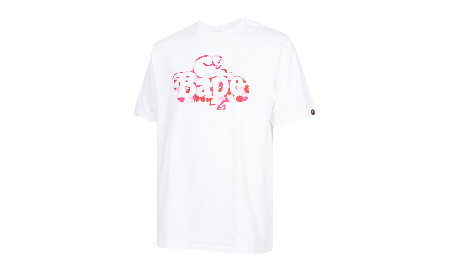 BAPE ABC Camo Milo on Bape Tee WHITE / PINK CAMO 002TEI801003MWHGWHXPK