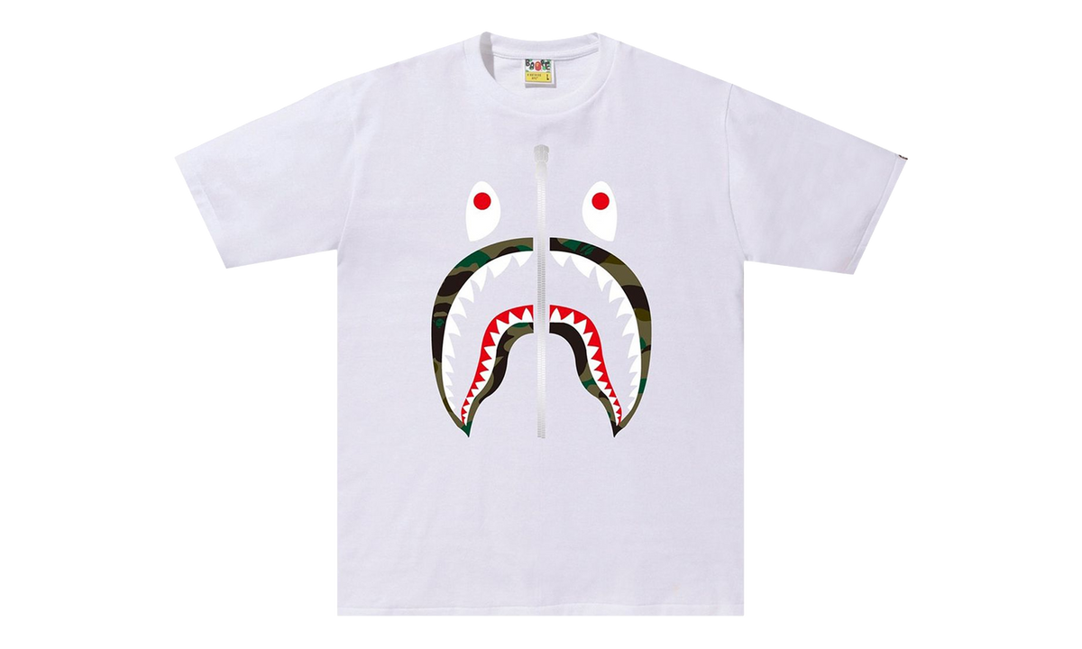 BAPE 1st Camo Shark Tee White / Green M110016D WHM