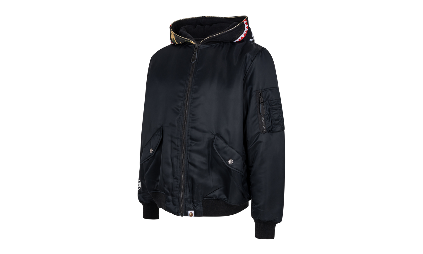 BAPE Shark Hoodie MA-1 Black Camo JK M141002 C