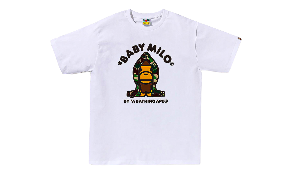 BAPE ABC Camo Milo Hoodie SS Tee White/Green Camo 0ZXTEMX00510Q WHM