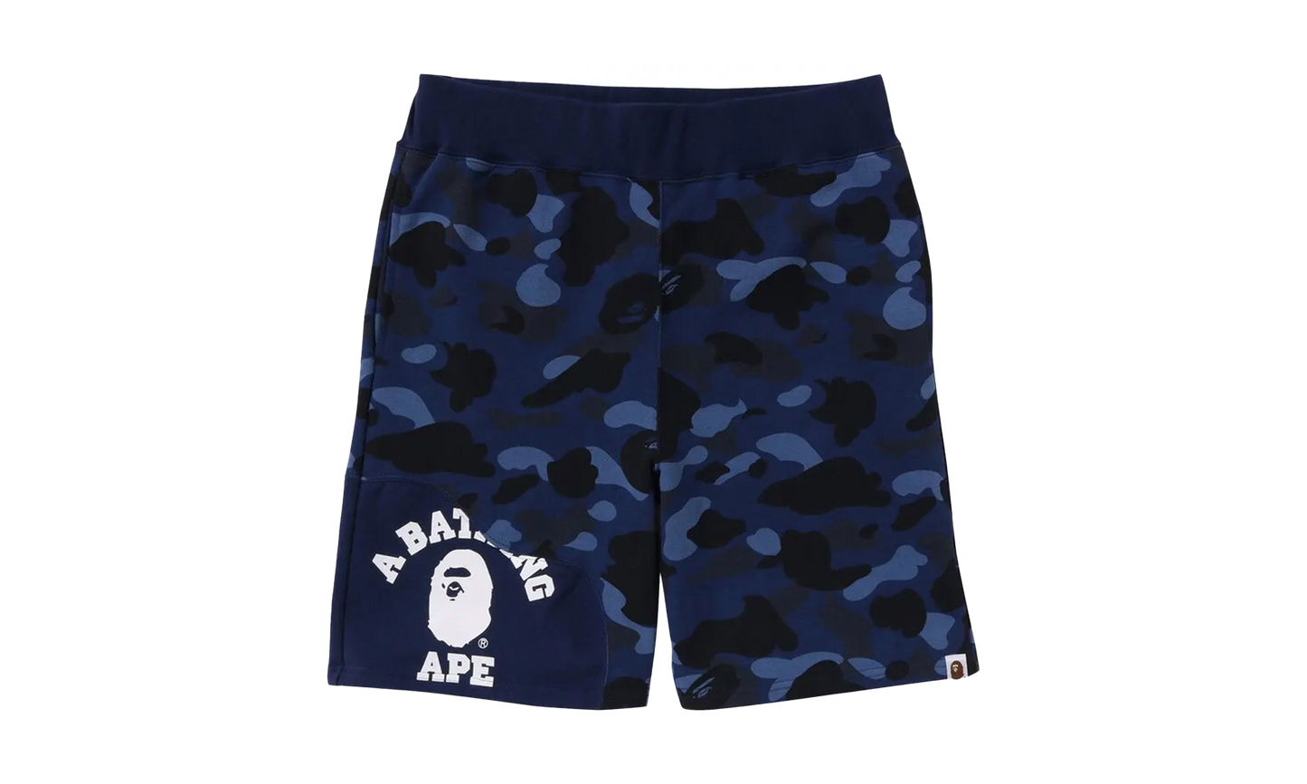 BAPE Color Camo Cutting Sweat Shorts Navy