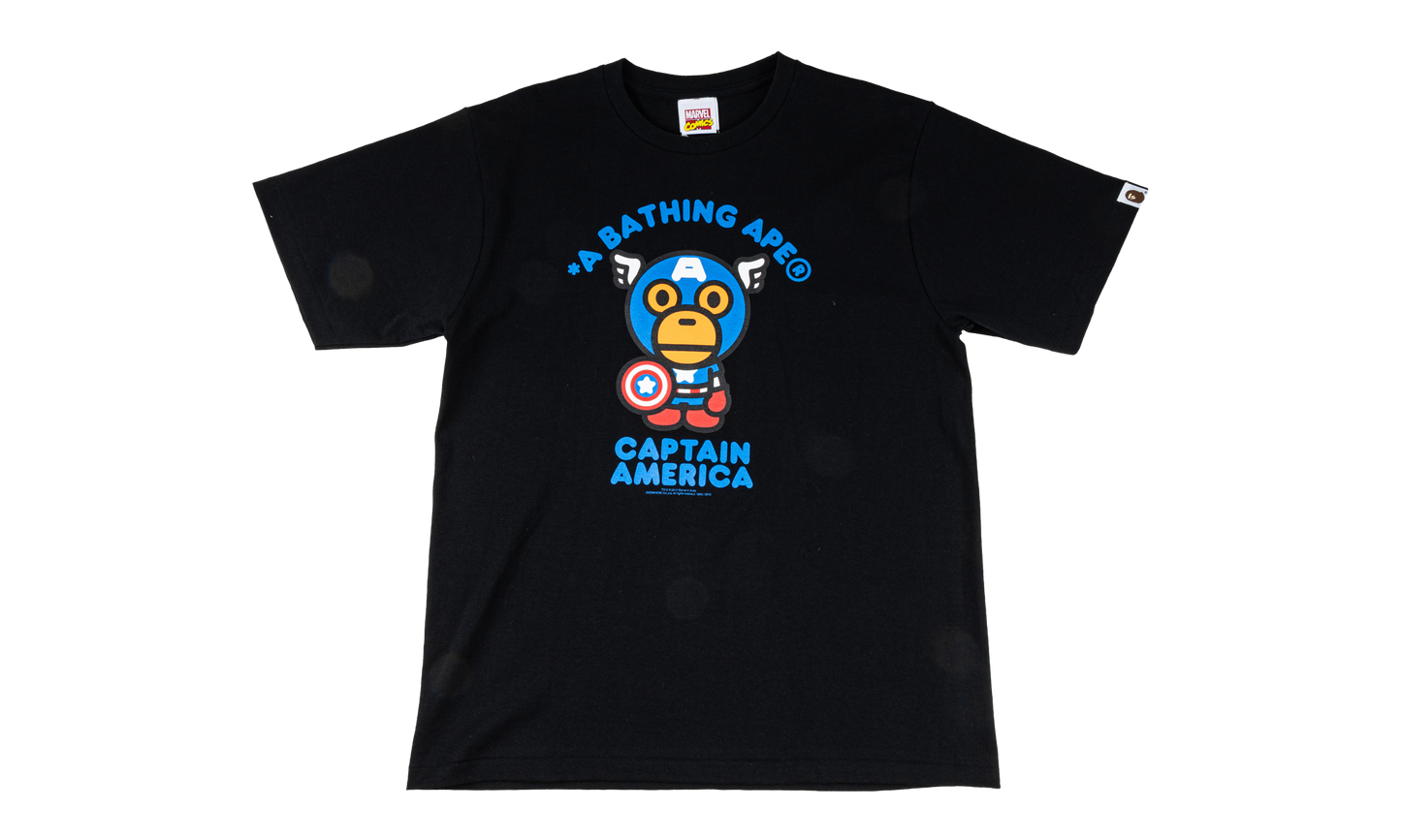 BAPE BABY MILO CAPTAIN AMERICA SHIRT Black BAPE020
