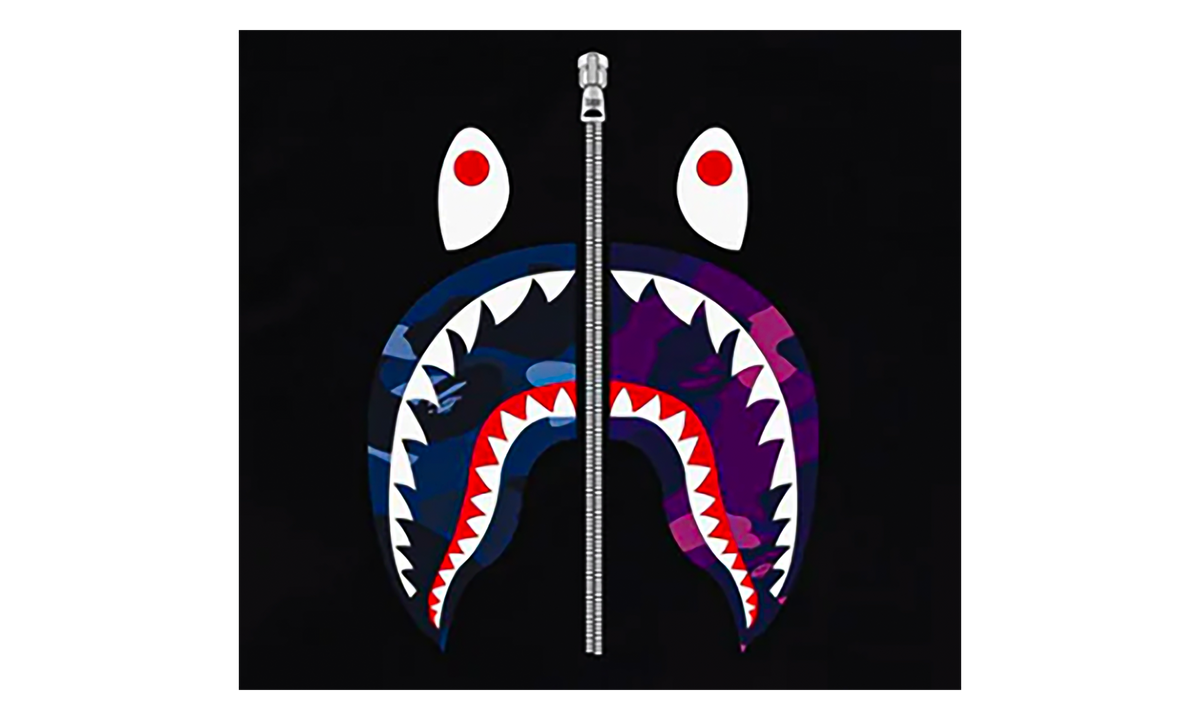 BAPE Color Camo Separate Shark Tee Black - Blue / Purple 1K80 110 021 BLACK NAVY