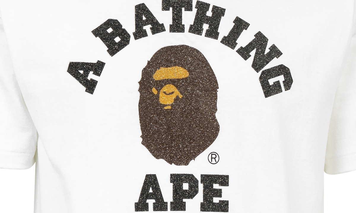 BAPE Glass Beads College Tee White 0ZXTEM110059DWHX