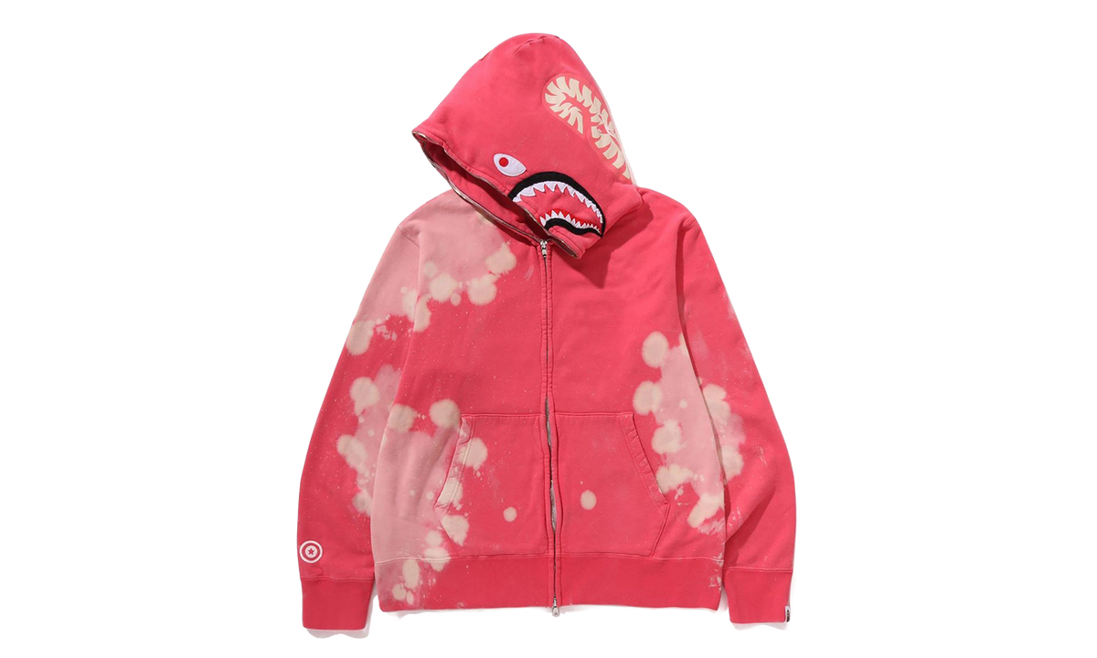 BAPE Hand Dye Shark Full Zip Hoodie Red 1L30 115 002 RED